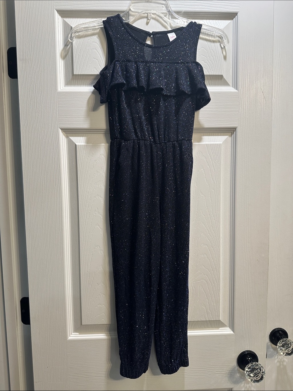 Justice Navy Glitter Ruffle Jumpsuit